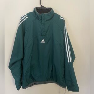 Adidas Men’s XL Fleece Lined Windbreaker Pullover Vintage 90’s? Y2K Soccer Green